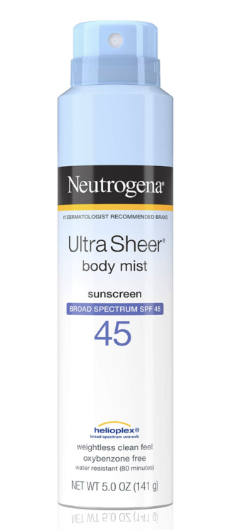 Neutrogena Ultra Sheer Body Mist Sunscreen Spray Broad Spectrum SPF 45